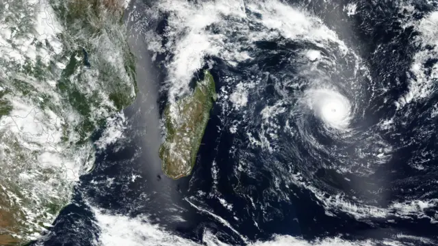 Satellite imagery shows Tropical Cyclone Freddy approaching Madagascar