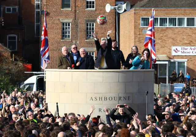 Shrovetide football match starts in Ashbourne