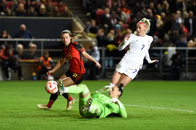 Chloe Kelly scores her second goal for England