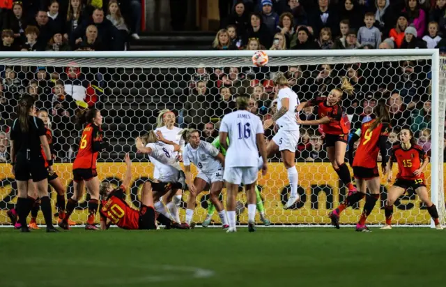 Millie Bright heads over for England