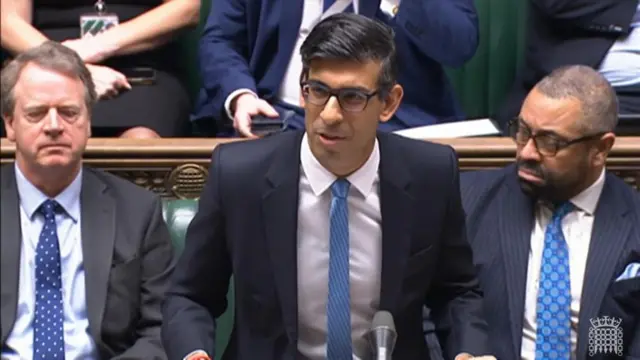 Prime Minister Rishi Sunak speaks during Prime Minister's Questions