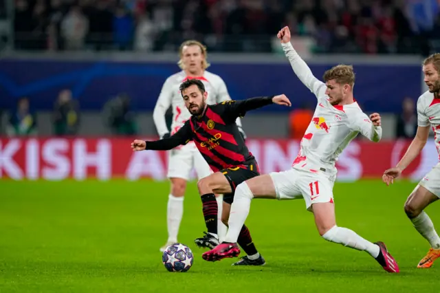 Timo Werner tackles Bernardo Silva.