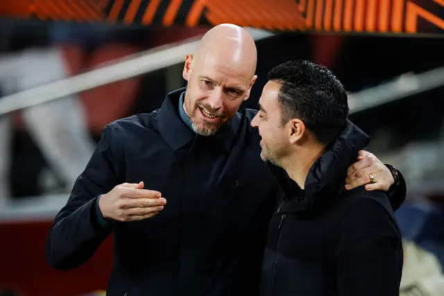 Ten Haag and Xavi speak before the first leg at the Nou Camp.