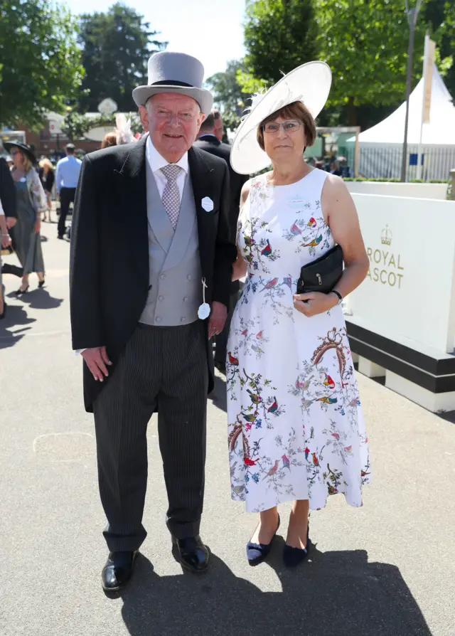 John Motson with wife Anne at Royal Ascot