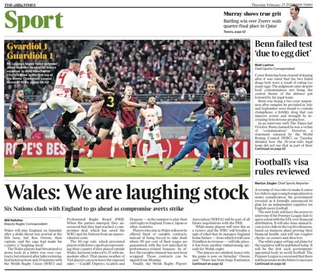 Main sport page of The Times