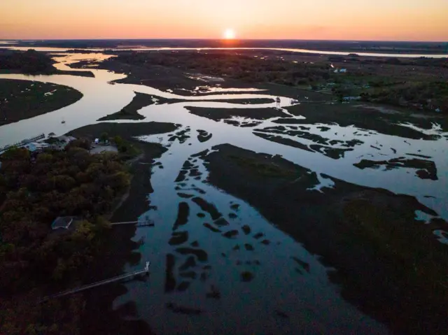 Aerial view of South Carolina low-country