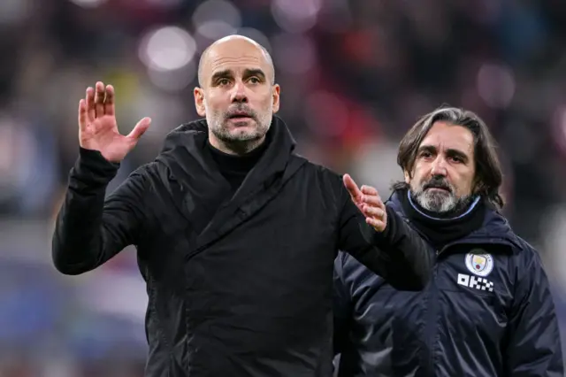 Man City boss Pep Guardiola after the draw with RB Leipzig