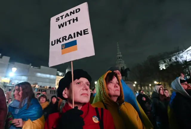 Ukrainian vigil in Trafalgar Square, London