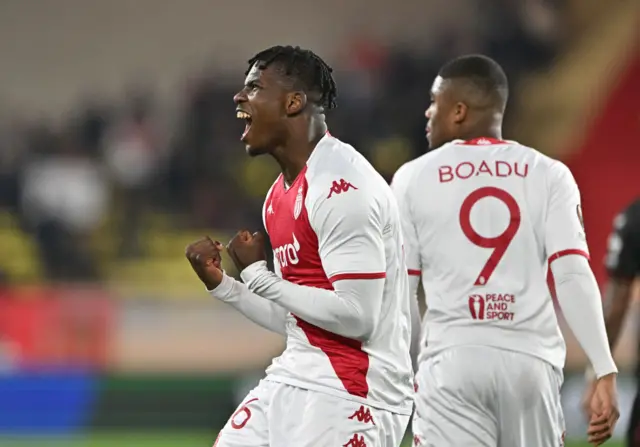 Breel Embolo celebrates after scoring.