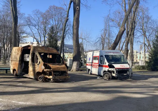 Destroyed ambulances