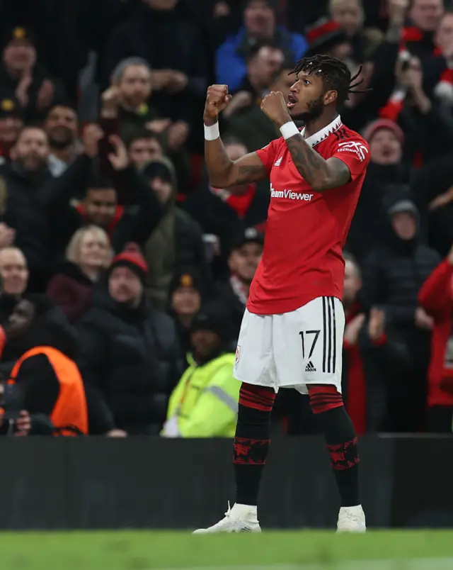 Fred celebrating.