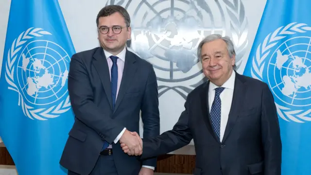 UN Secretary-General Antonio Guterres meets Dmytro Kuleba, Ukraine's minister for foreign affairs of Ukraine, on the sidelines of a high-level meeting of the UN General Assembly