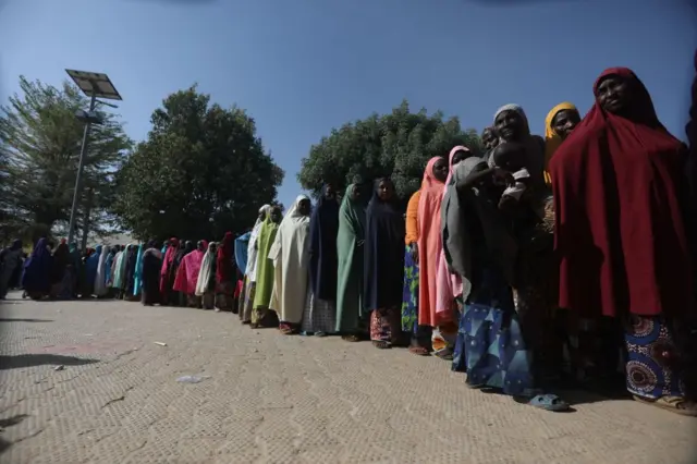 Women queuing to vote in Kano, Nigeria