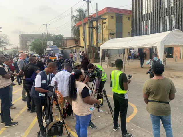 Journalists waiting in Alausa