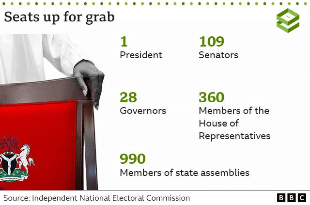 Graphic showing the votes that Nigerians will make