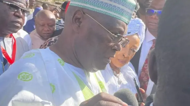 Atiku Abubakar at a polling station in Yola, Adamawa, Nigeria