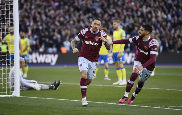 Danny Ings celebrates scoring against Nottingham forest