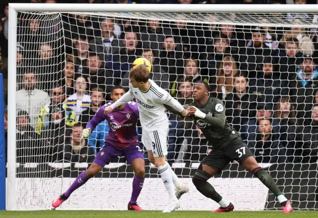 Leeds United striker Patrick Bamford  shoots
