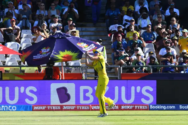 Tahlia McGrath takes a catch to dismiss Tazmin Brits