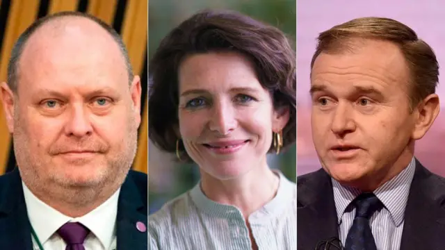 From left, Dave Penman; Thomasina Miers; George Eustice