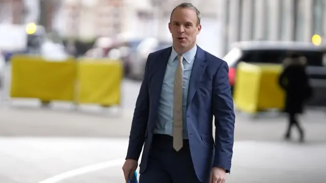 Dominic Raab arriving at the BBC