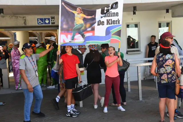 South Africa fans arrive at the Women's T20 World Cup final