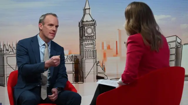 Dominic Raab speaking to Laura Kuenssberg