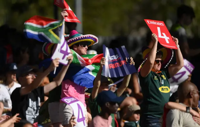 South Africa fans cheer a boundary