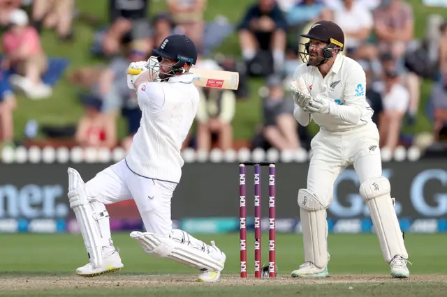 England's Ben Duckett bats v New Zealand in Wellington