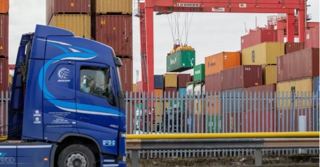 Lorry at a container port