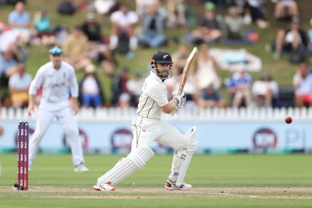 New Zealand's Kane Williamson bats v England in Wellington