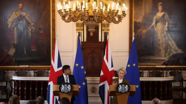 Rishi Sunak and Ursula von der Leyen deliver a press conference