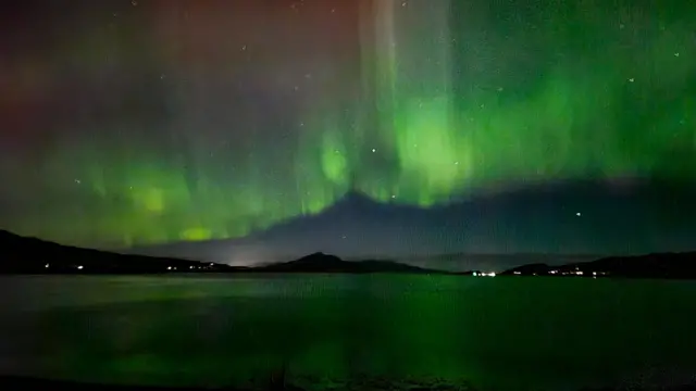 The dazzling green night sky in Sconser in the Highlands