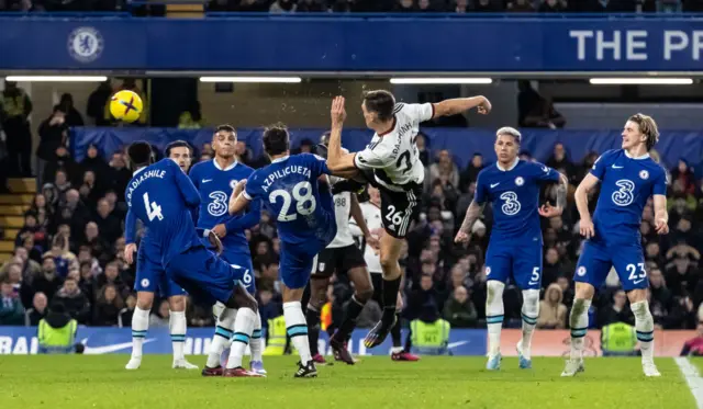 Joao Palhinha hooks a shot goalwards