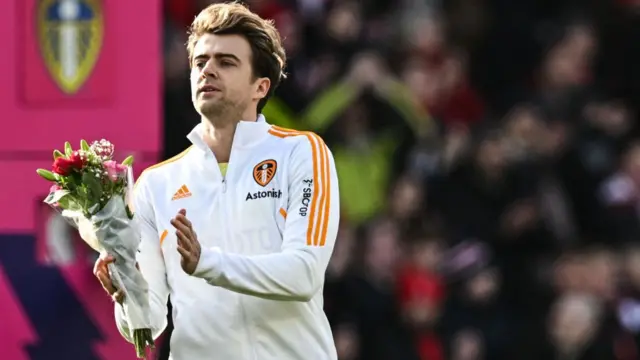 Patrick Bamford with bouquet of flowers