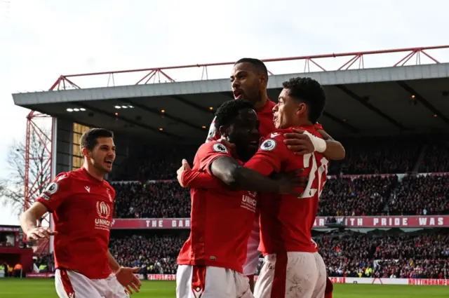 Nottingham Forest players celebrate