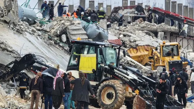 The clean up begins following a 7.8 magnitude earthquake on February 6, 2023 in Idlib, Syria