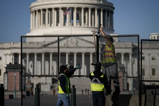 Security fencing has been installed around Capitol Hill for the event