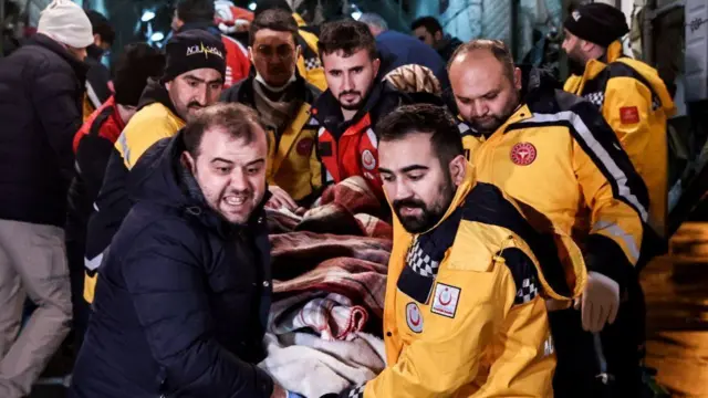 Medical teams transfer wounded civilians to hospital in Istanbul