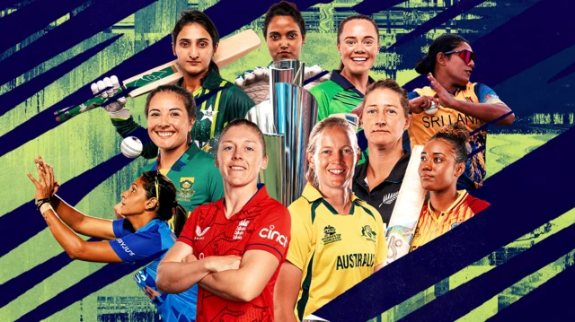 A graphic for the Women's T20 World Cup showing all 10 captains