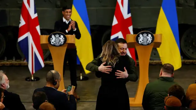 Zelensky hugs journalist