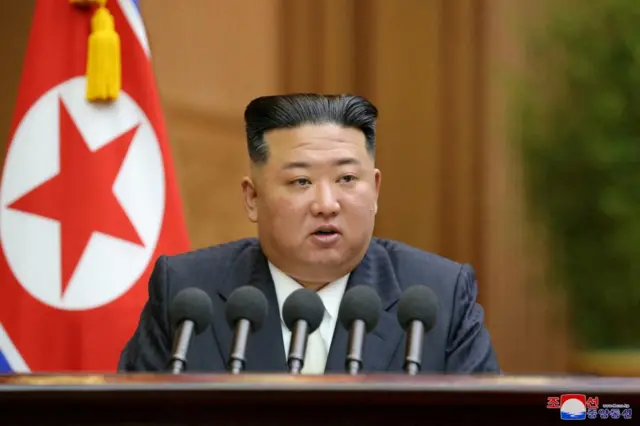 North Korea's leader Kim Jong Un addresses the Supreme People's Assembly, North Korea's parliament, which passed a law officially enshrining its nuclear weapons policies, in Pyongyang, North Korea, September 8, 2022 in this photo released by North Korea's Korean Central News Agency (KCNA). KCNA via REUTERS ATTENTION EDITORS - THIS IMAGE WAS PROVIDED BY A THIRD PARTY. REUTERS IS UNABLE TO INDEPENDENTLY VERIFY THIS IMAGE. NO THIRD PARTY SALES. SOUTH KOREA OUT. NO COMMERCIAL OR EDITORIAL SALES IN SOUTH KOREA./File Photo