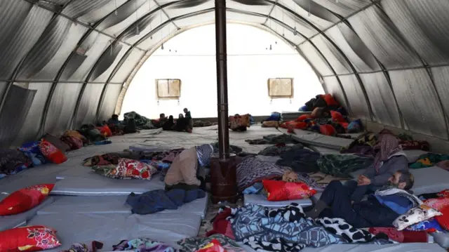 Photo by YEHYA NEMAH/EPA-EFE/REX/Shutterstock (13757910a) Syrians affected by the earthquake which hit one day earlier, rest at a shelter in Idlib, Noerhwestern Syria, 07 February 2023.Thousands of people died and thousands more were injured after major earthquakes struck southern Turkey and northern Syria on 06 February. Authorities fear the death toll will keep climbing as rescuers look for survivors across the region. People take shelter following earthquake in Idlib Syria, Turkey - 07 Feb 2023