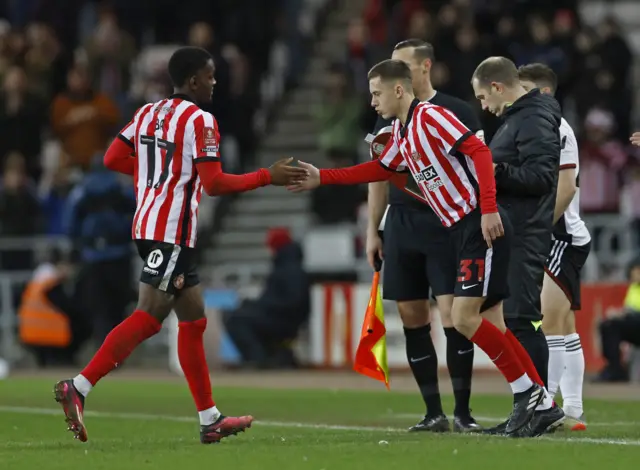 Sunderland's Chris Rigg comes on as a substitute to replace Abdullah Ba