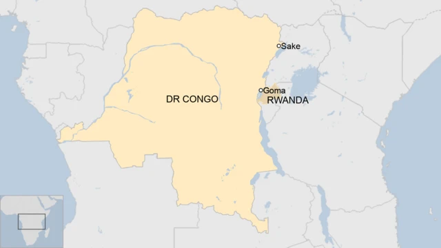 Map of DR Congo and Rwanda