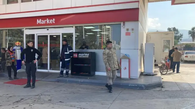 Rescuers outside supermarket