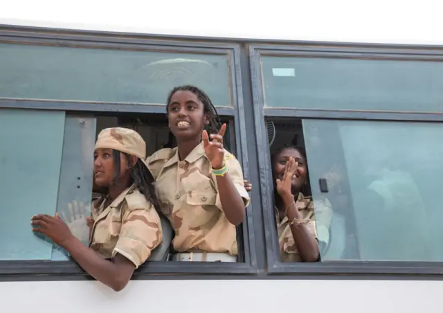 Young Eritreans back from Sawa military training academy in 2019