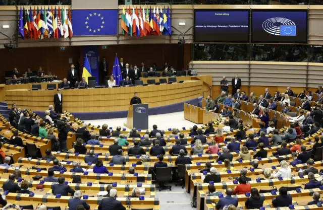 Zelensky speaks in the European Parliament