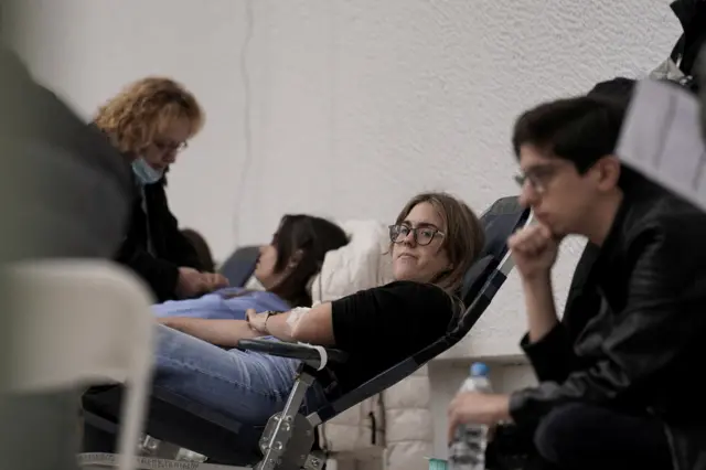 People donating blood in Larissa