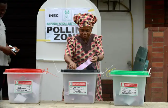 Woman voting